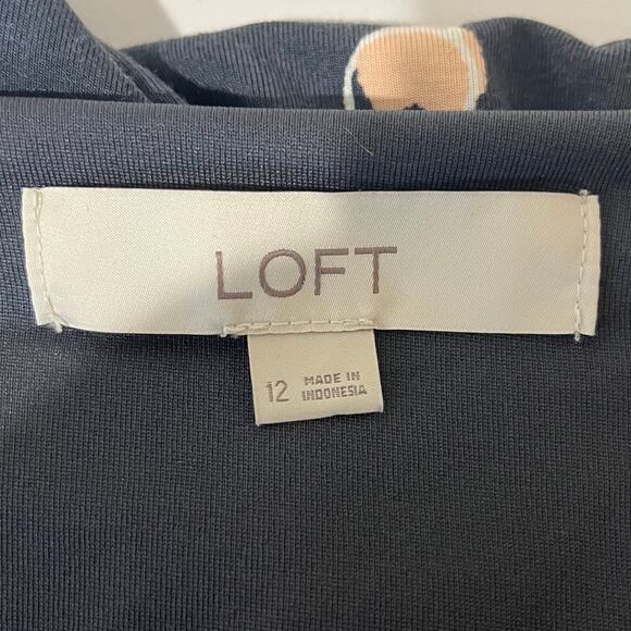 LOFT Gray Cherry Wrap Dress Above Knee Mini size 12 - Picture 5 of 6